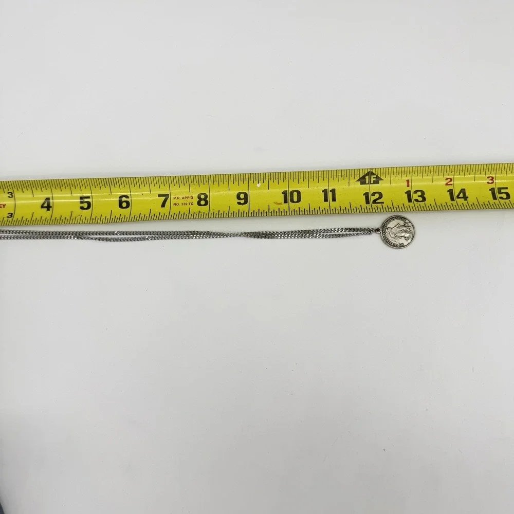 Vintage Creed Sterling Silver Medal Pendant Necklace Guardian Angel Be My Guide